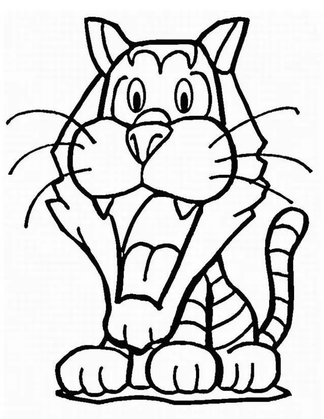 Coloriage Tigre Avec Un Grand Sourire - Tigre à imprimer