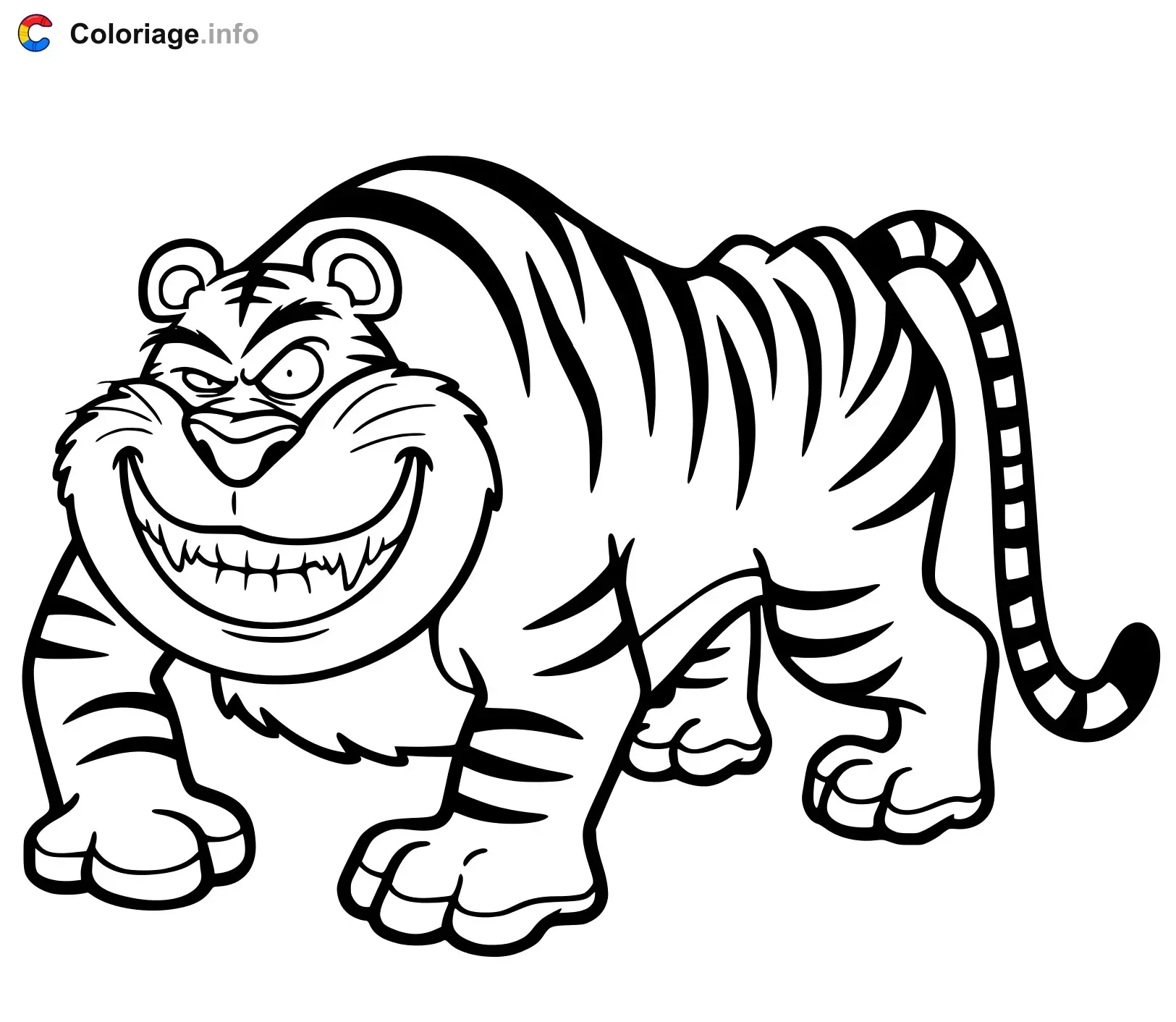 Funny Cartoon Tiger coloring page to print