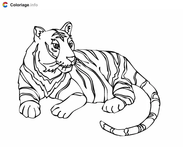 Coloriage Tigre dans la savane - Tigre à imprimer