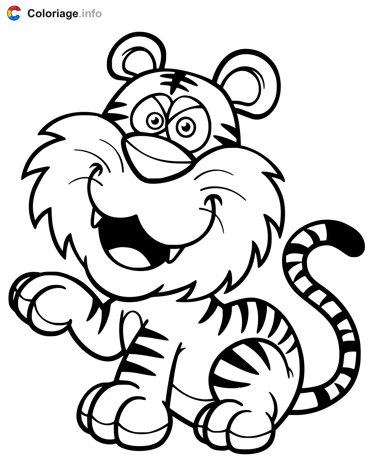 Smiling Cartoon Tiger coloring page to print