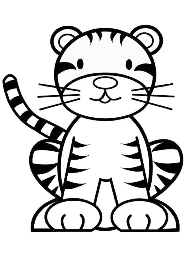 Coloriage Tigre Tigron Simple Pour Enfants - Tigre à imprimer