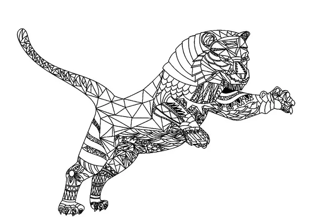 Coloriage Tigre Zentangle Pour Adulte - Tigre à imprimer