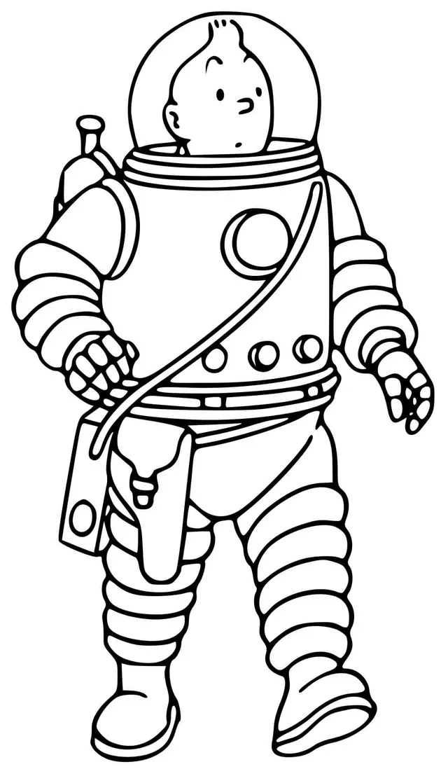 Coloriage Tintin Sort De La Fusée - Fusée à imprimer