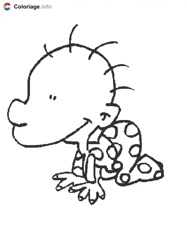 Desenho de Titeuf e seu amigo sapo para colorir