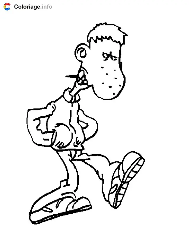 Desenho de Titeuf tocando trompete para colorir