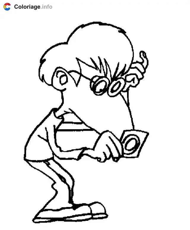 Desenho de Titeuf espião com seus gadgets para colorir