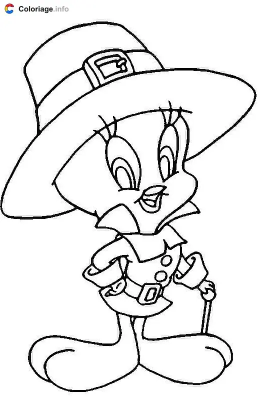 Tweety with a Hat coloring page to print