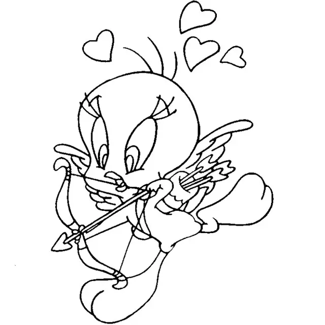 Tweety With a Heart coloring page to print