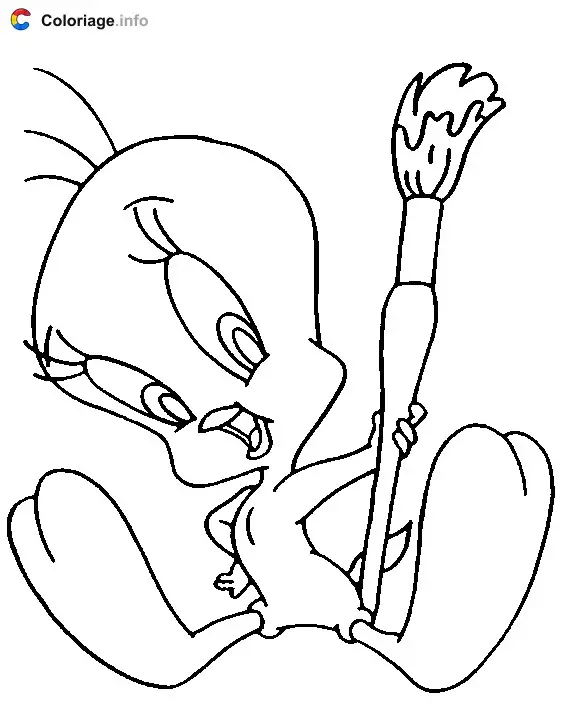Tweety with a Paintbrush coloring page to print