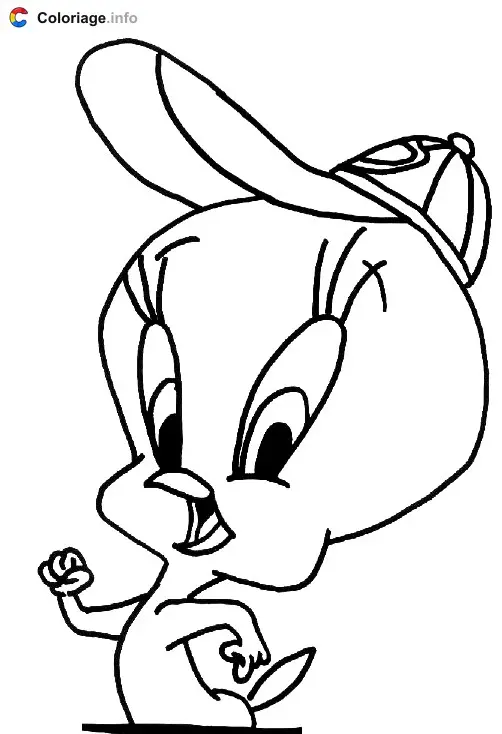 Tweety with a Baseball Cap coloring page to print