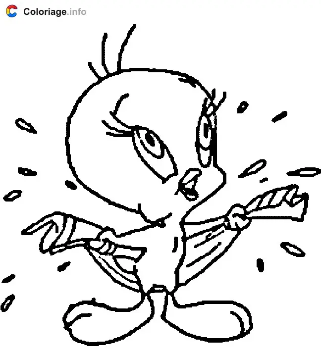 Tweety with a Bath Towel coloring page to print