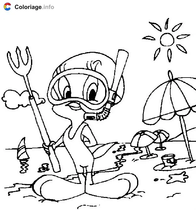Tweety the Deep Sea Diver coloring page to print