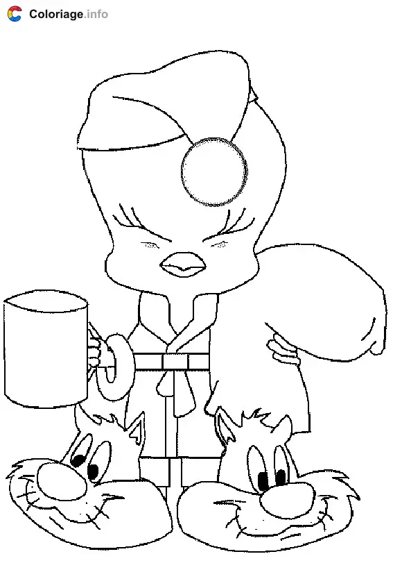 Tweety in Pajamas coloring page to print