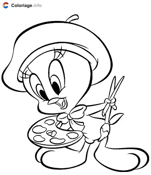 Tweety the Artist coloring page to print