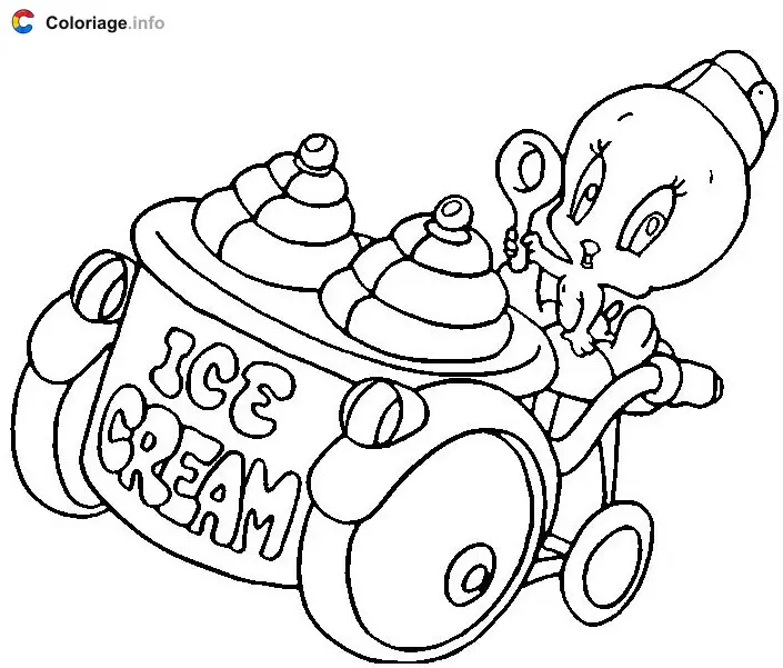 Tweety's Ice Cream Stand coloring page to print