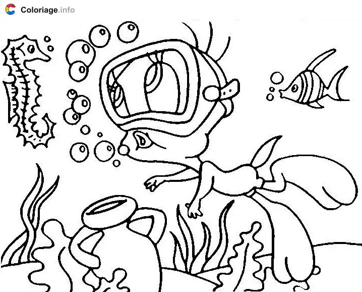 Tweety Goes Scuba Diving coloring page to print