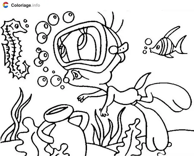 Tweety Goes Scuba Diving coloring page to print
