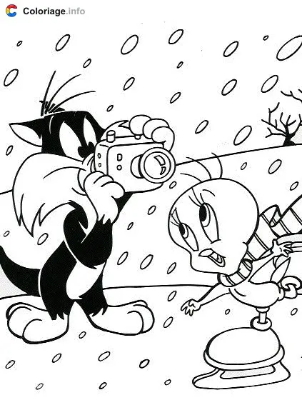 Tweety Ice Skating coloring page to print