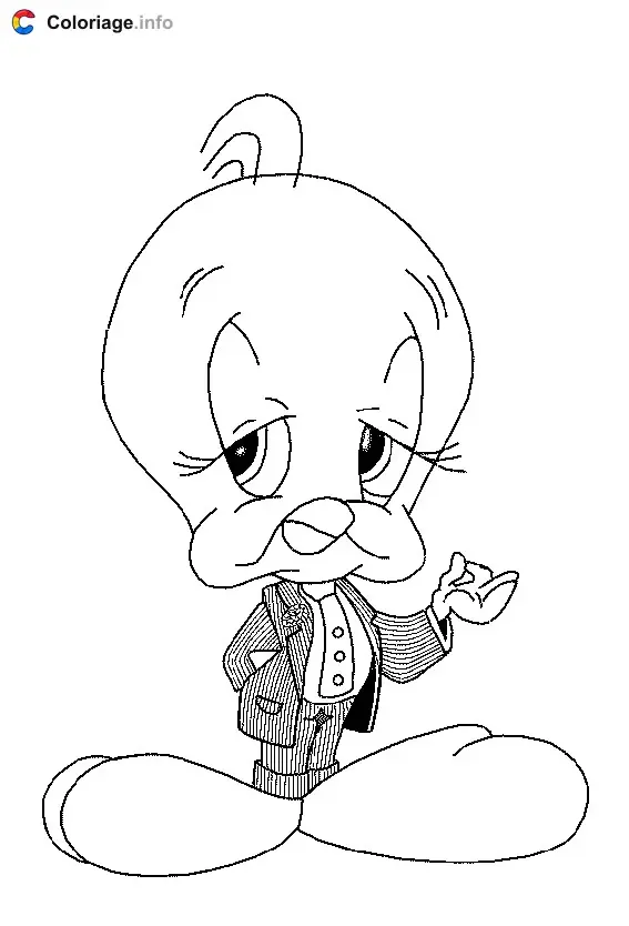 Tweety in a Suit coloring page to print
