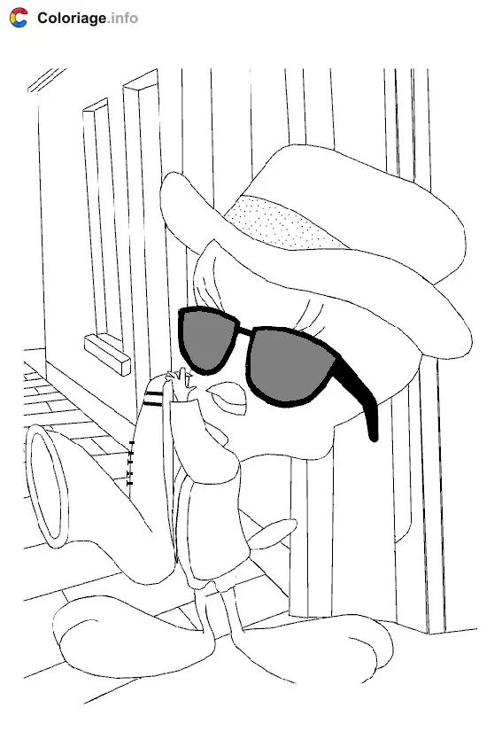 Tweety Playing Saxophone coloring page to print