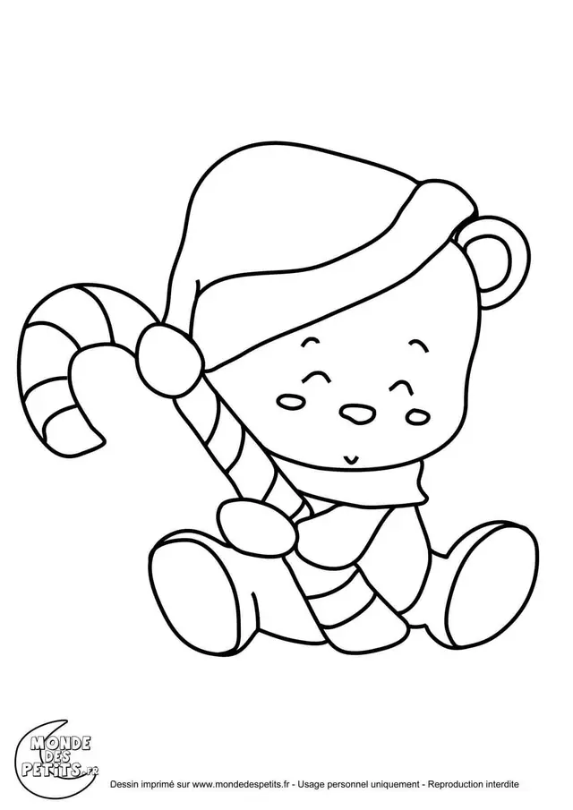 Coloriage Titounis Nounours Mignon Noël - Titounis à imprimer
