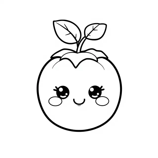 Coloriage Tomate Fruit Kawaii - Tomate à imprimer