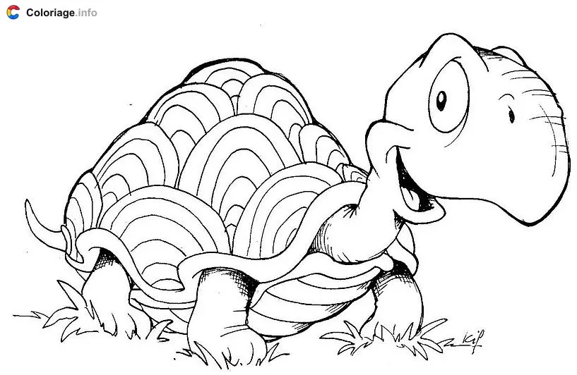 Turtle in the Grass coloring page to print
