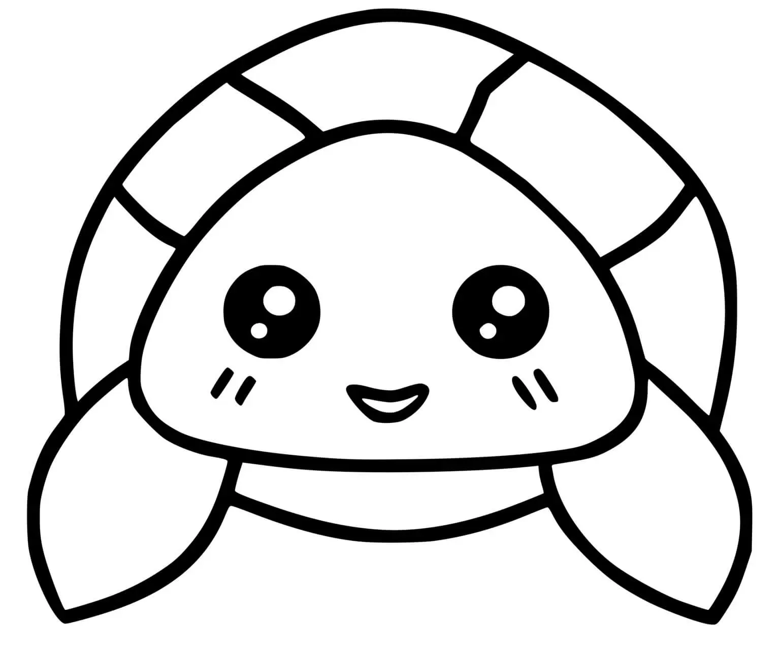 Coloriage Tortue Kawaii - Dessin facile mignon à imprimer