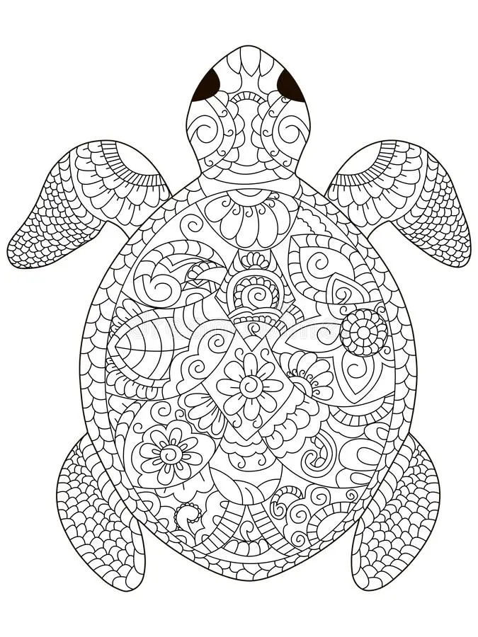 Disegno di Tartaruga Mandala Rilassante – Disegno Complesso da stampare