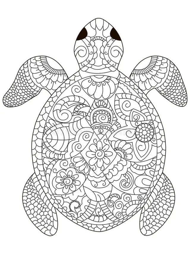 Coloriage Tortue Mandala Relaxation Dessin Complexe - Tortue à imprimer