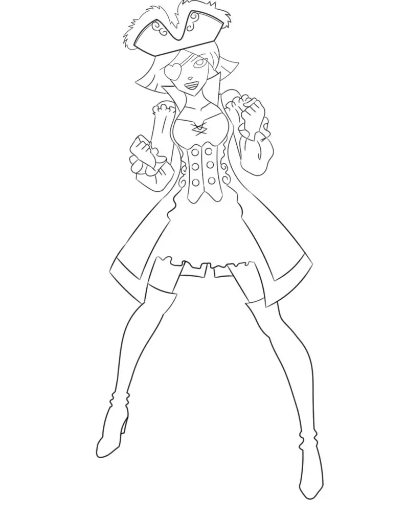 Coloriage Totally Spies Clover Pirate By Batvanio - Totally spies à imprimer