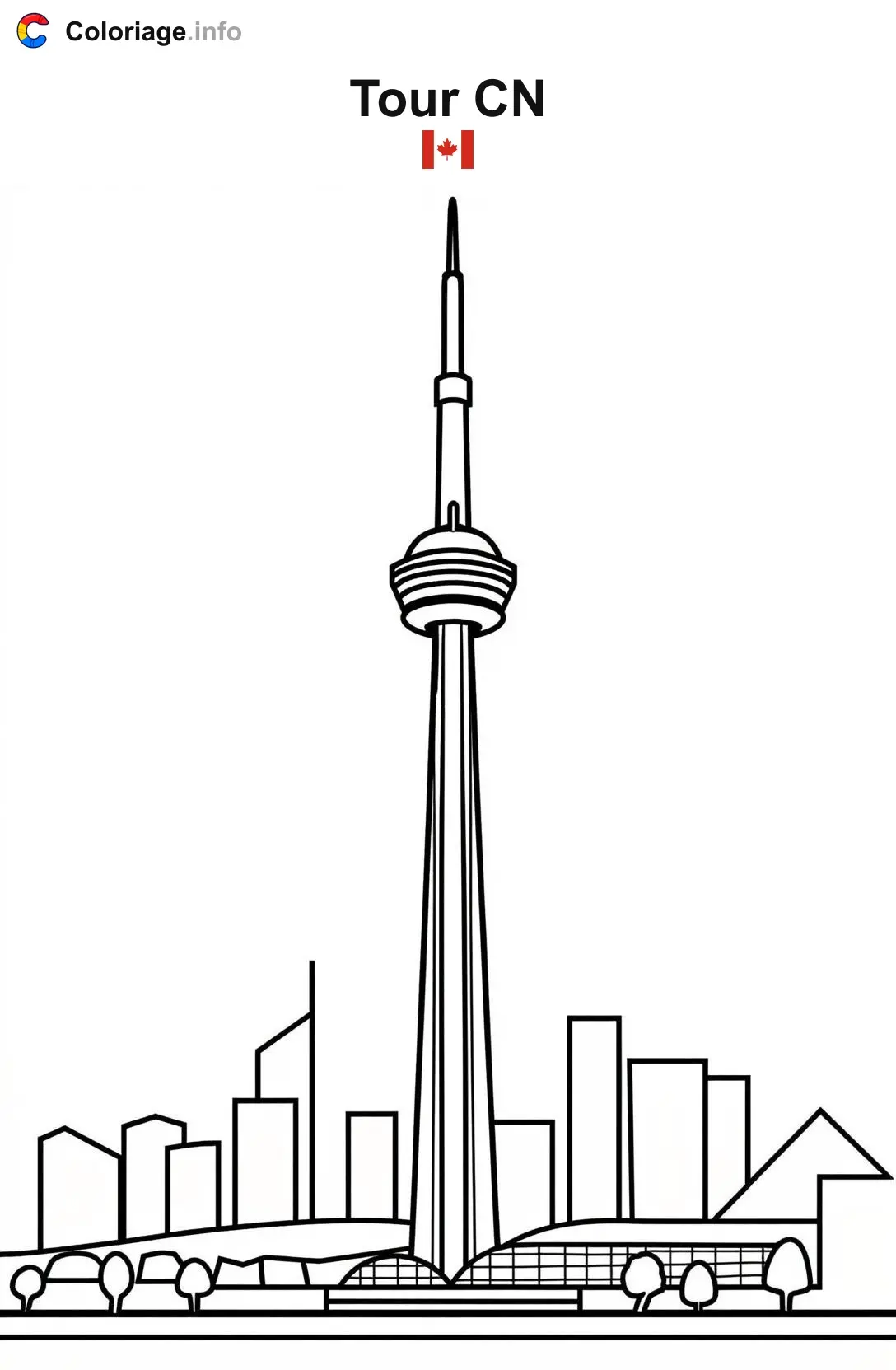 Coloriage Tour CN Canada - Monuments à imprimer