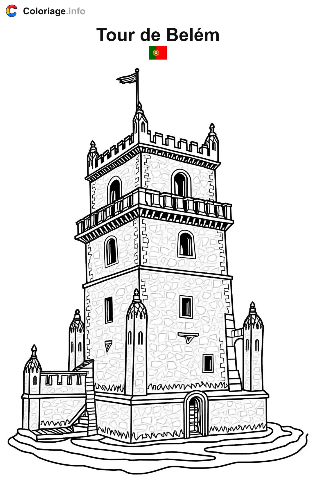 Coloriage Tour de Belém Portugal - Monuments à imprimer
