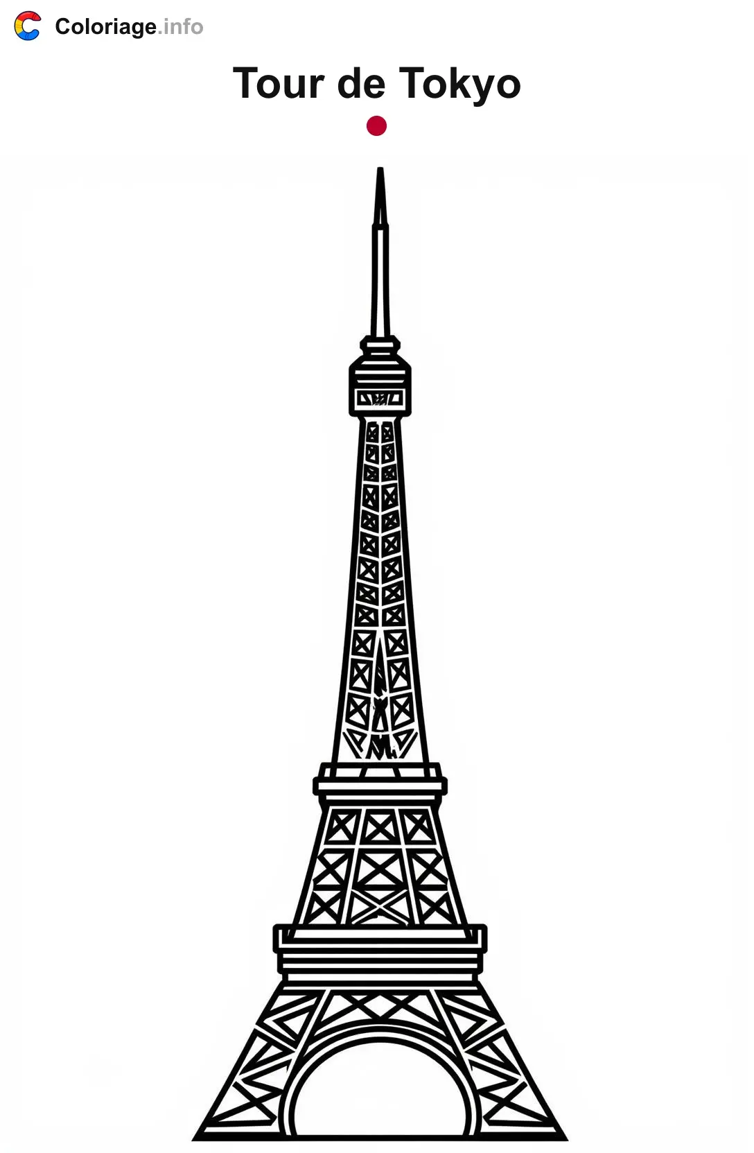 Coloriage Tour de Tokyo Japon - Monuments à imprimer