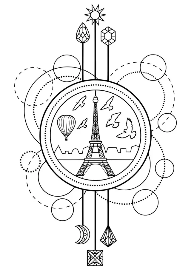 Coloriage Tour Eiffel Mandala Paris - Tour Eiffel à imprimer