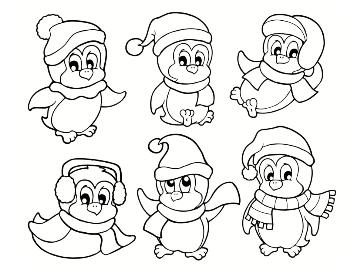 Disegno di Tutti i pinguini in inverno da stampare