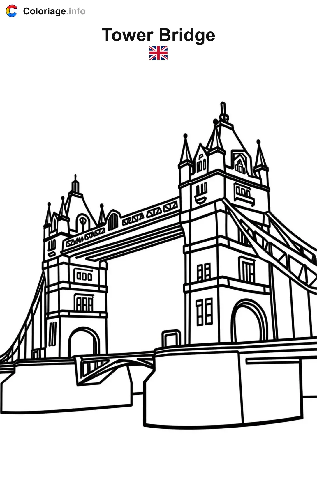 Coloriage Tower Bridge Royaume-Uni - Monuments à imprimer