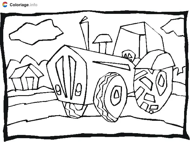 Coloriage Tracteur - Animaux de la ferme à imprimer