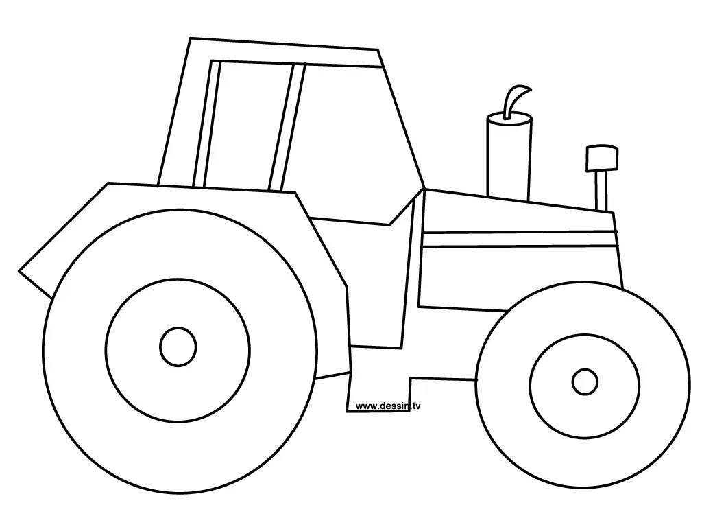 Easy Tractor for Preschoolers coloring page to print