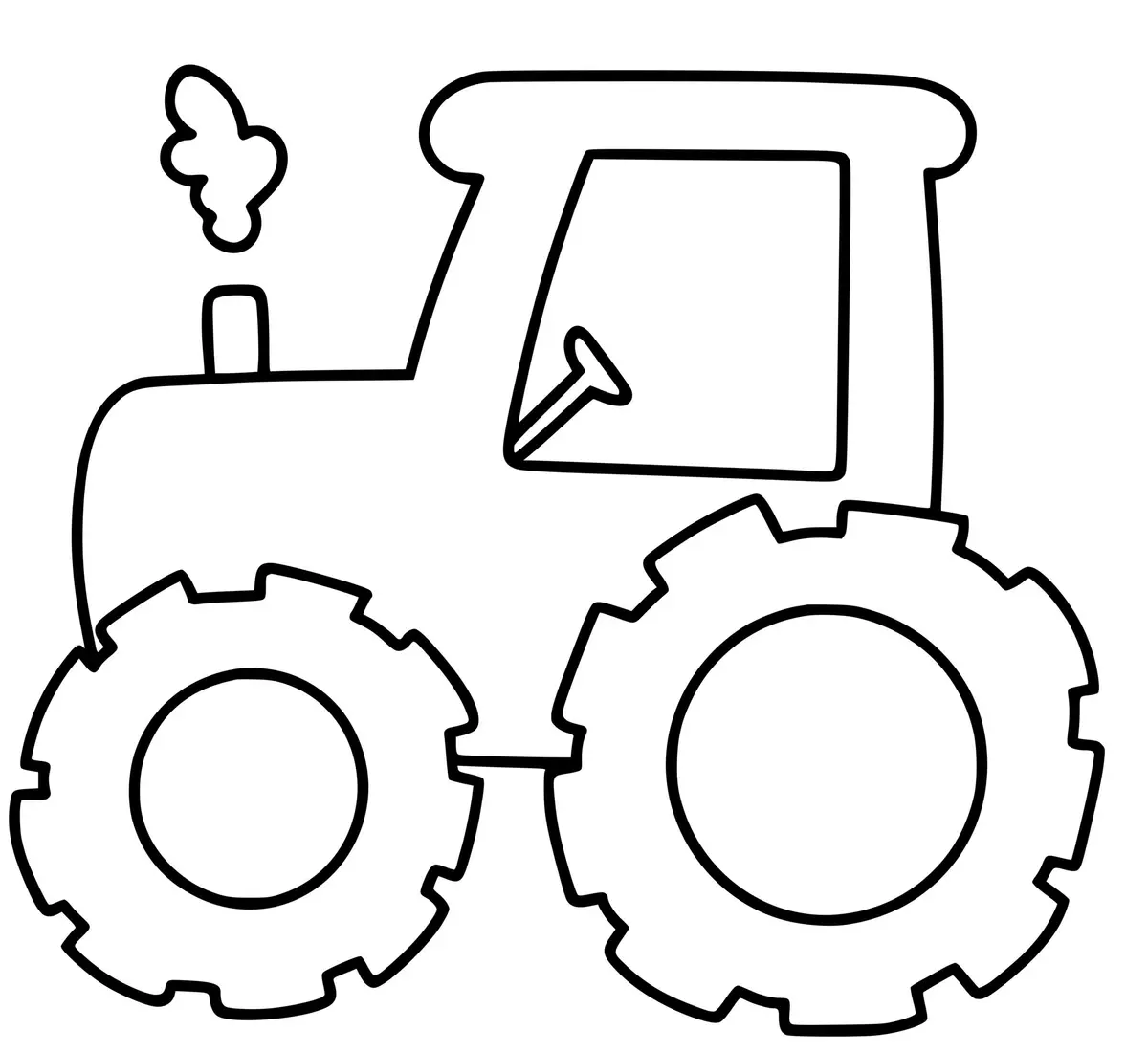 Easy Tractor for Preschool coloring page to print