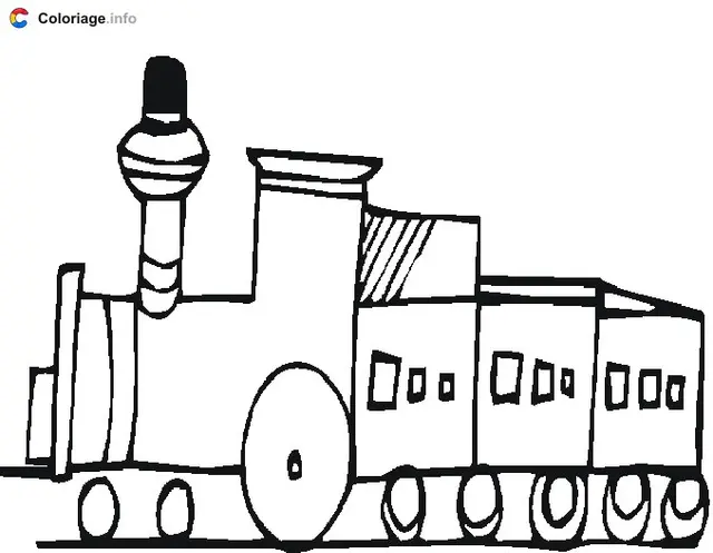 Coloriage Train avec 3 wagons - Train à imprimer