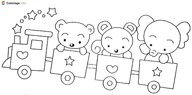 Coloriage Train de peluches - Train à imprimer