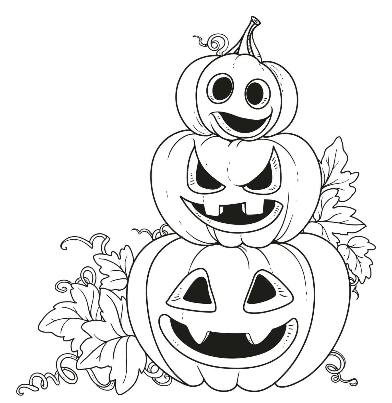 Coloriage Trois Citrouilles Emotions Diverses Halloween - Halloween à imprimer