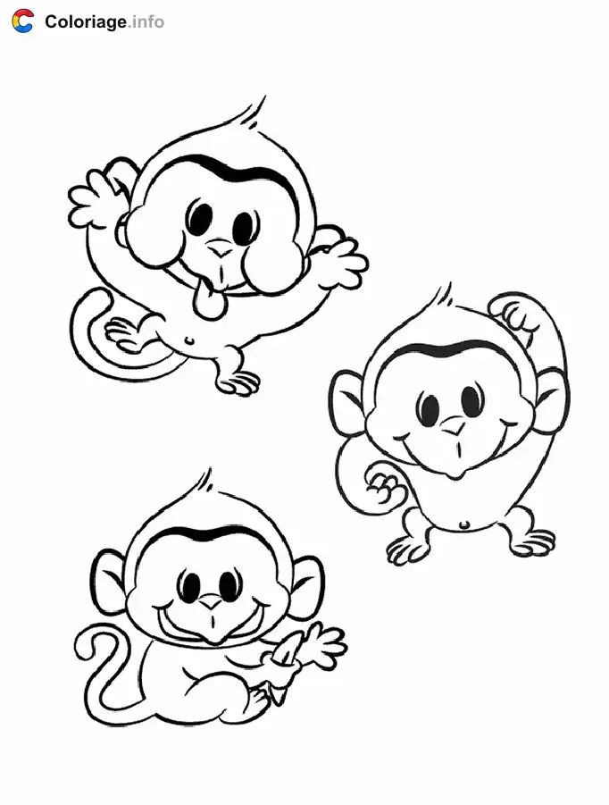 Three Little Monkeys coloring page to print