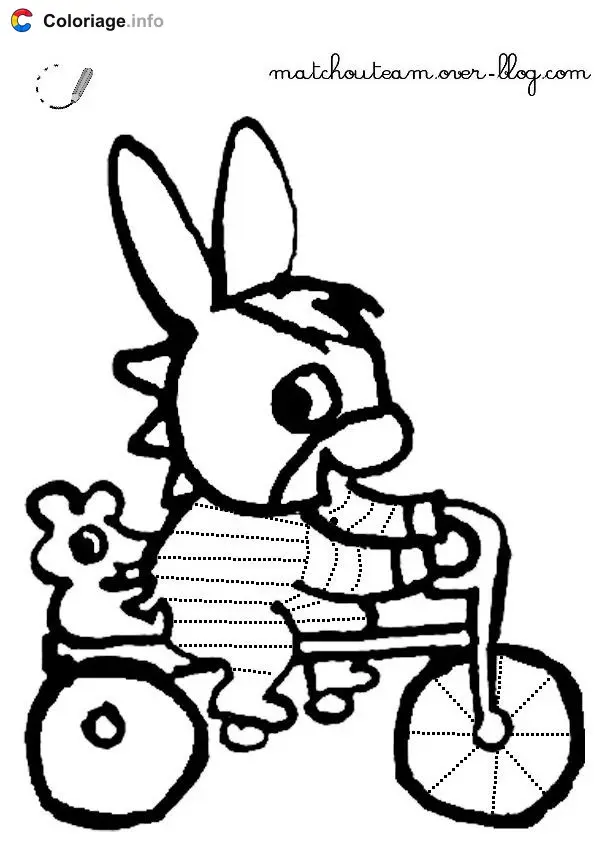 Trotro Riding His Bike coloring page to print