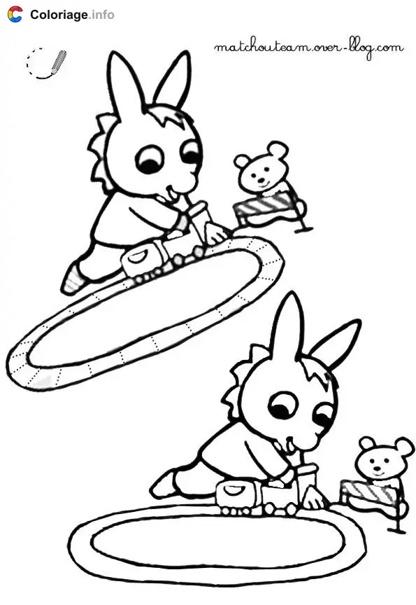 Trotro Plays with Train coloring page to print