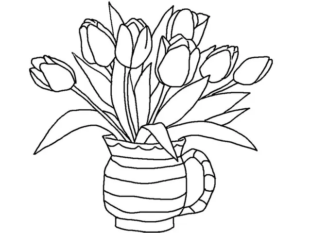 Coloriage Tulipes Plantes Herbacees - Tulipe à imprimer