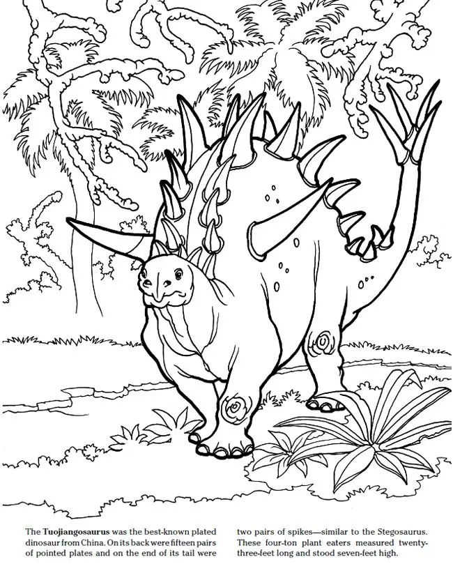 Coloriage Tuojiangosaurus Dinosaure Jurassic Park - Jurassic world park à imprimer