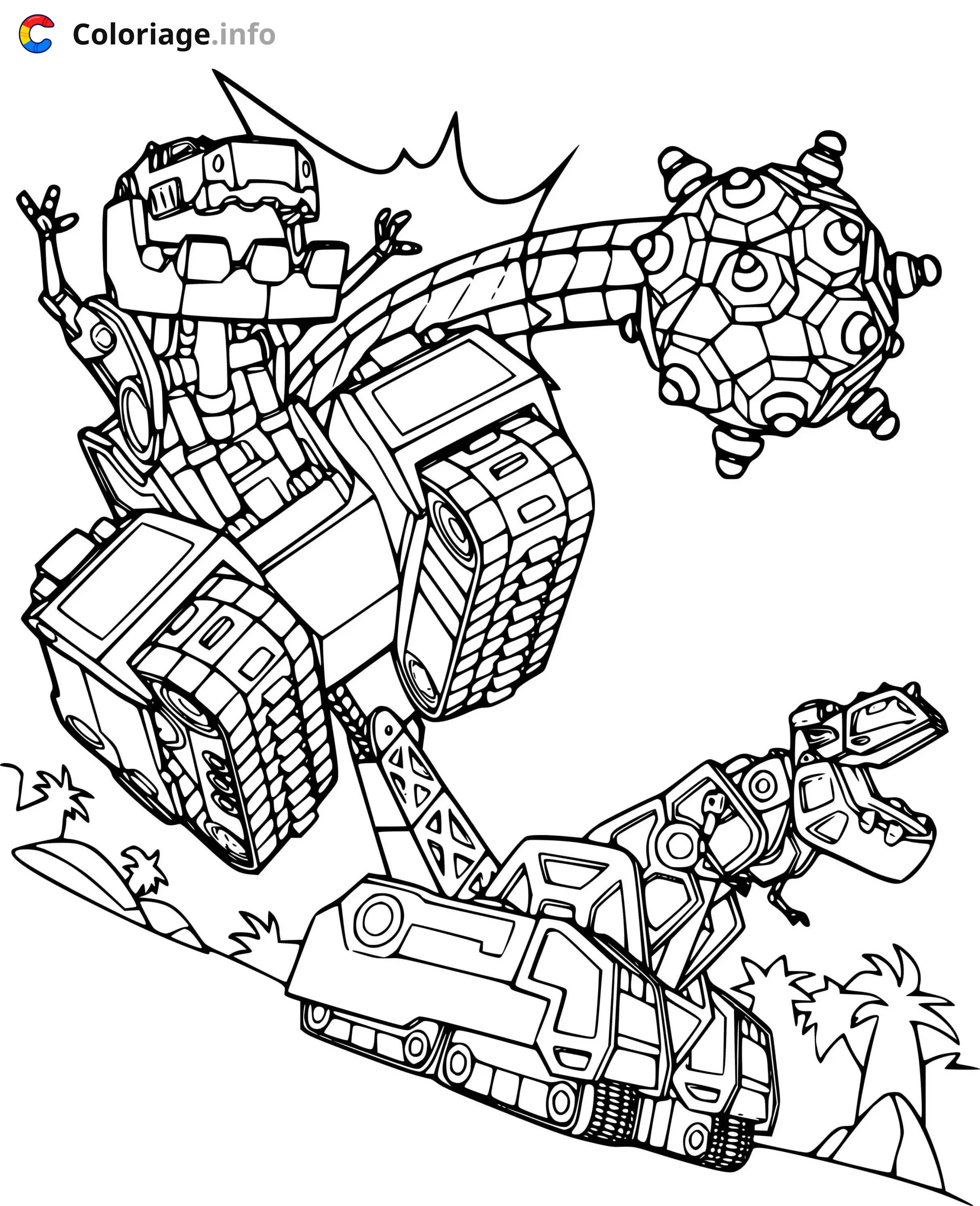 Coloriage Ty Rux Fighting D Structs Dinotrux Supercharged - Dinotrux à imprimer