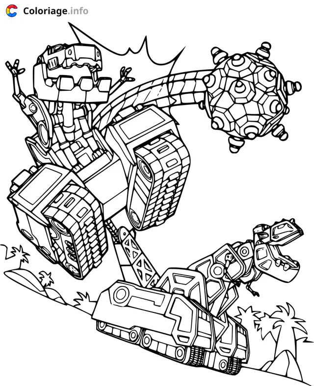 Coloriage Ty Rux Fighting D Structs Dinotrux Supercharged - Dinotrux à imprimer